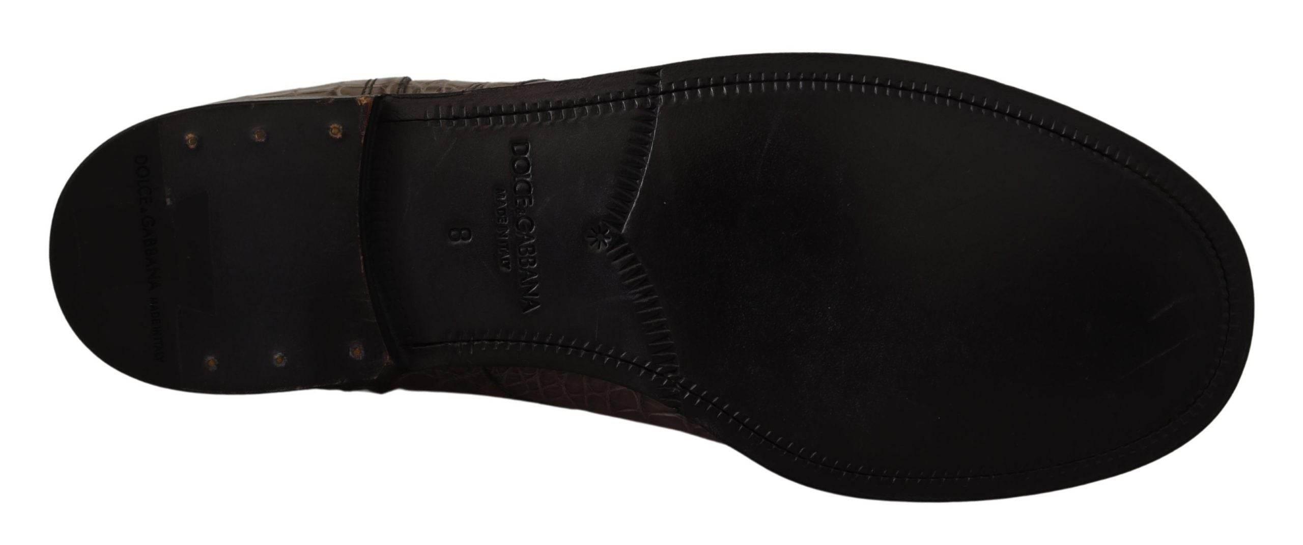 Dolce & Gabbana Elegant Crocodile Derby Brogue Boots - Hilstor