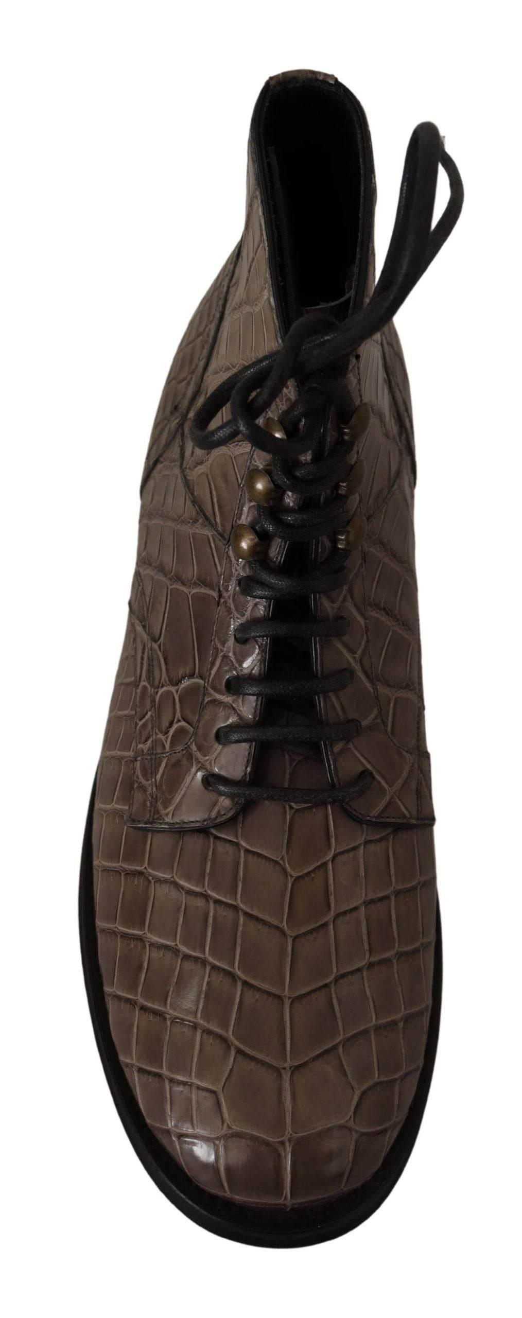 Dolce & Gabbana Elegant Crocodile Derby Brogue Boots - Hilstor