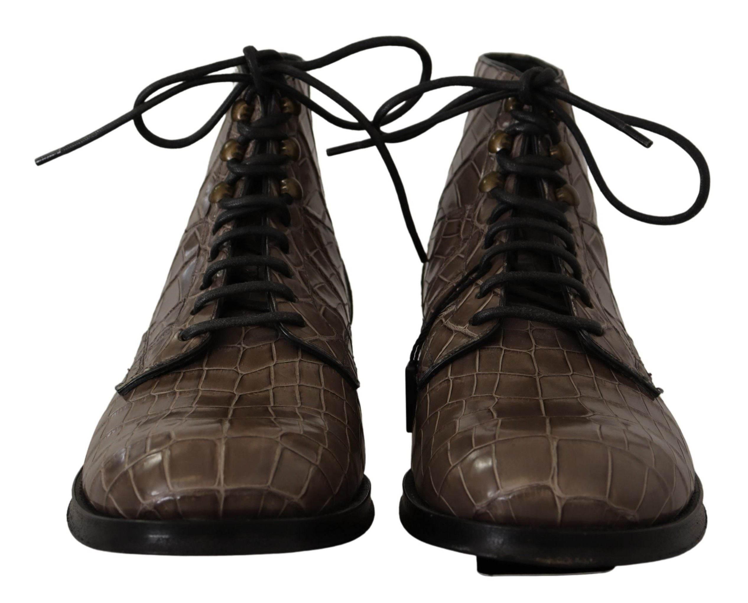 Dolce & Gabbana Elegant Crocodile Derby Brogue Boots - Hilstor