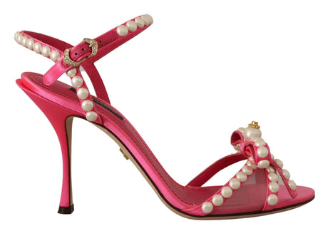 Dolce & Gabbana Elegant Pink Pearl Embellished Heels Sandals - Hilstor