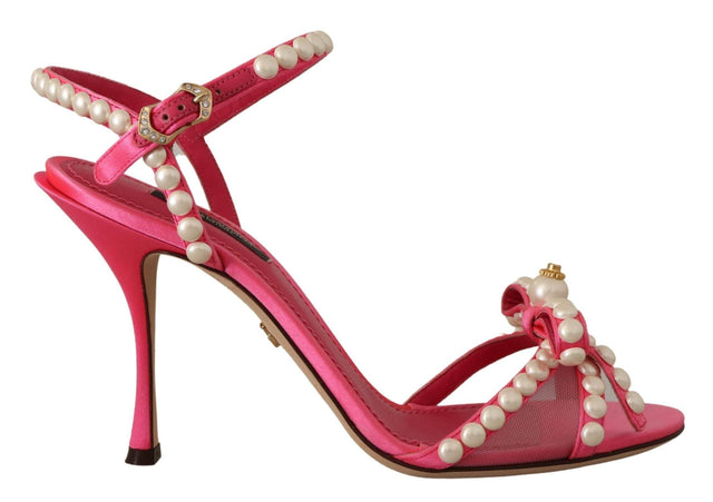Dolce & Gabbana Elegant Pink Pearl Embellished Heels Sandals - Hilstor