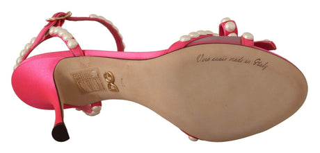 Dolce & Gabbana Elegant Pink Pearl Embellished Heels Sandals - Hilstor