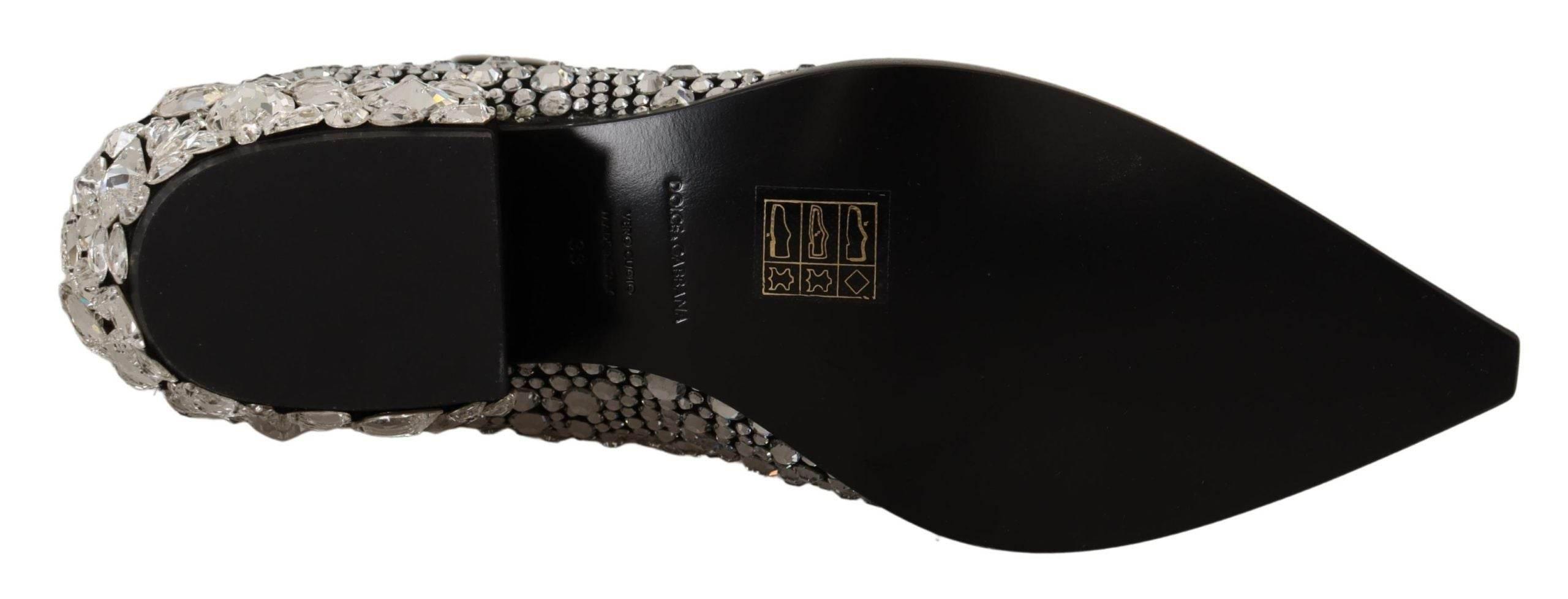 Dolce & Gabbana Crystal-Embellished Black Suede Boots - Hilstor