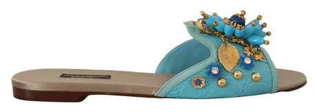 Dolce & Gabbana Exquisite Crystal-Embellished Exotic Leather Sandals - Hilstor