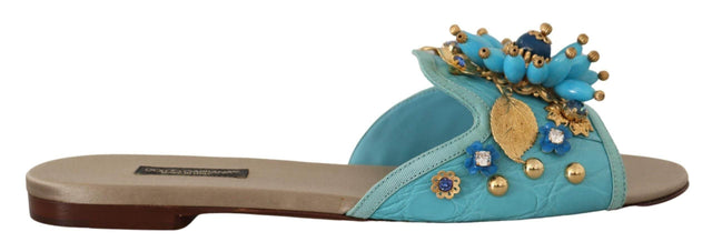 Dolce & Gabbana Exquisite Crystal-Embellished Exotic Leather Sandals - Hilstor
