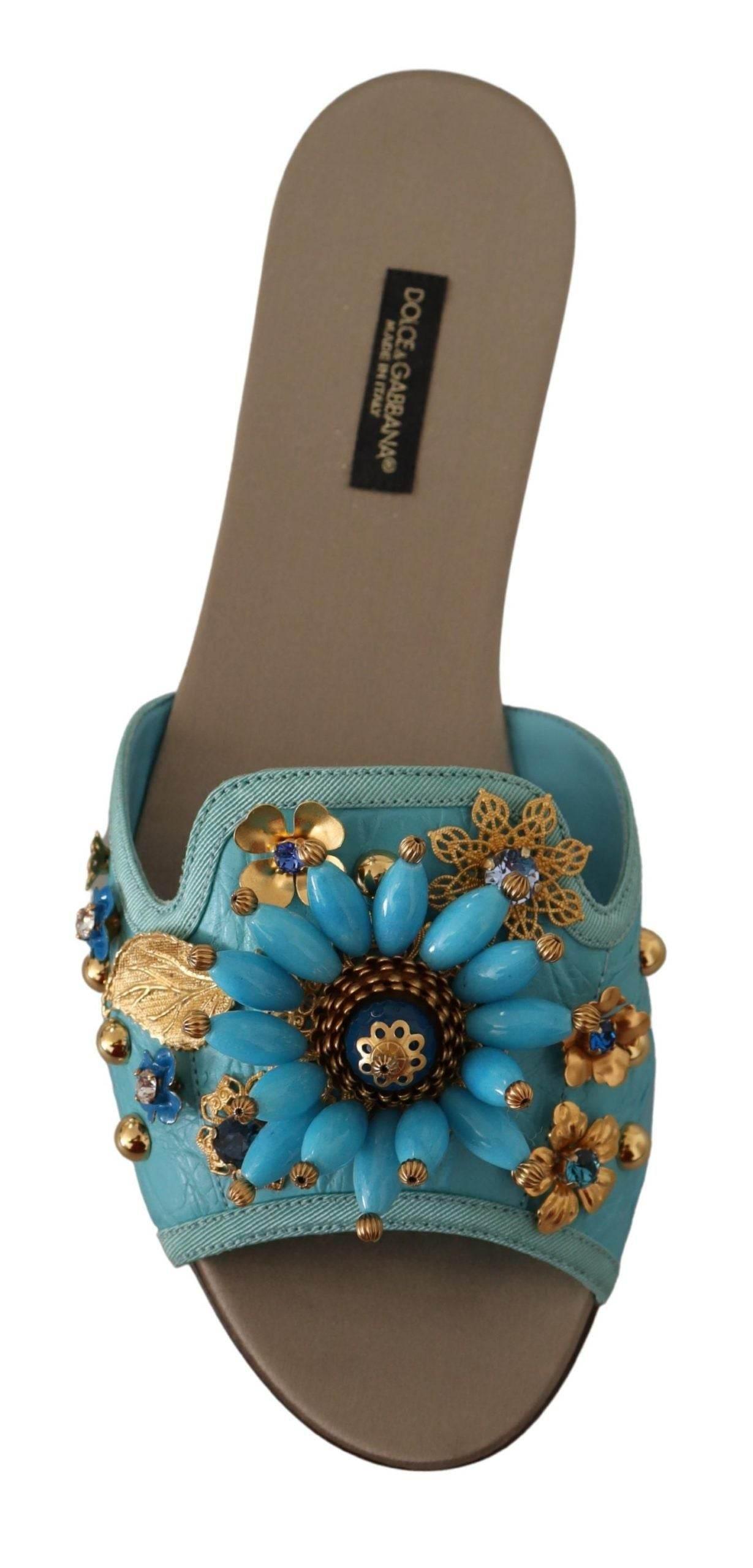Dolce & Gabbana Exquisite Crystal-Embellished Exotic Leather Sandals - Hilstor