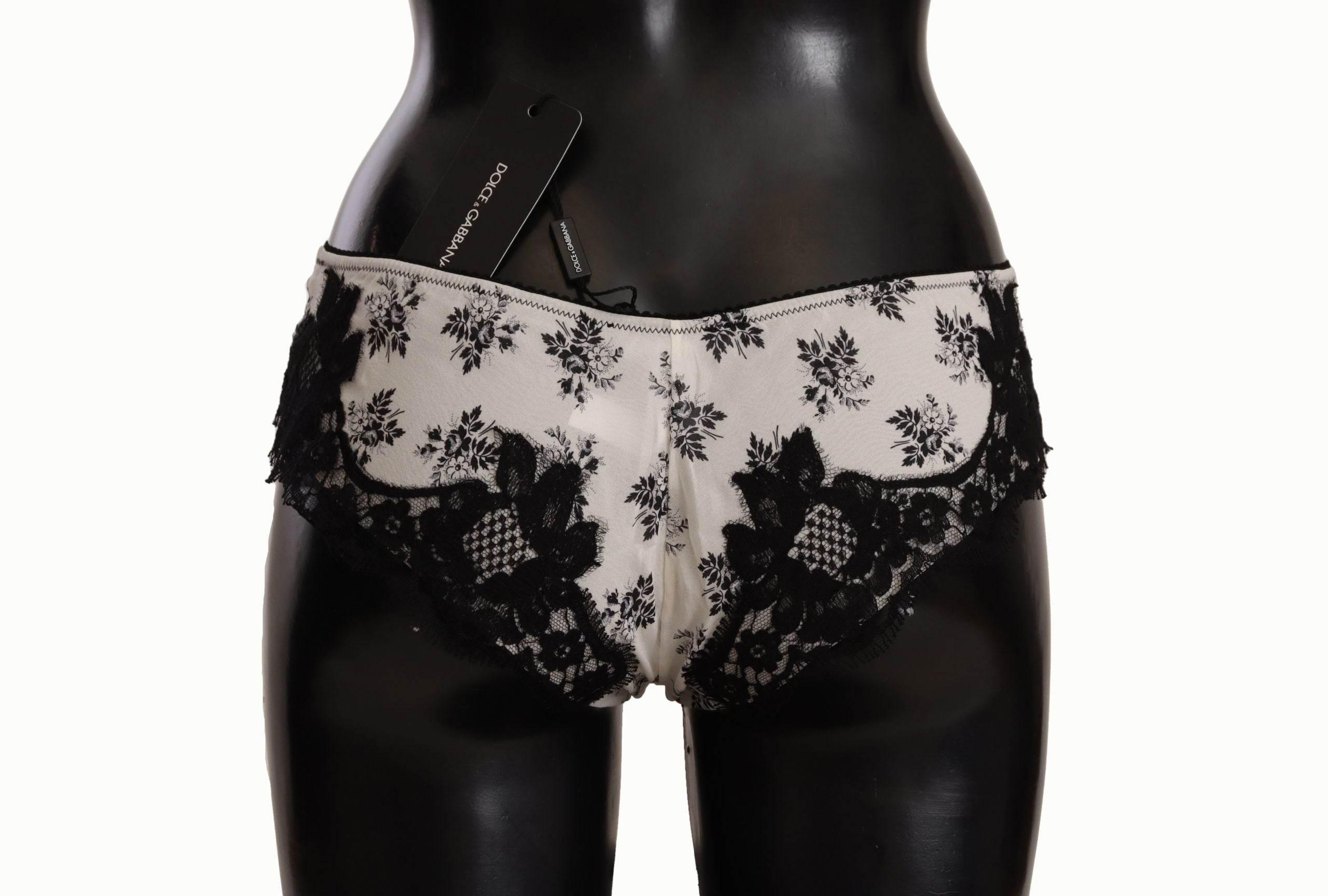 Dolce & Gabbana Elegant White Lace Silk Briefs - Hilstor