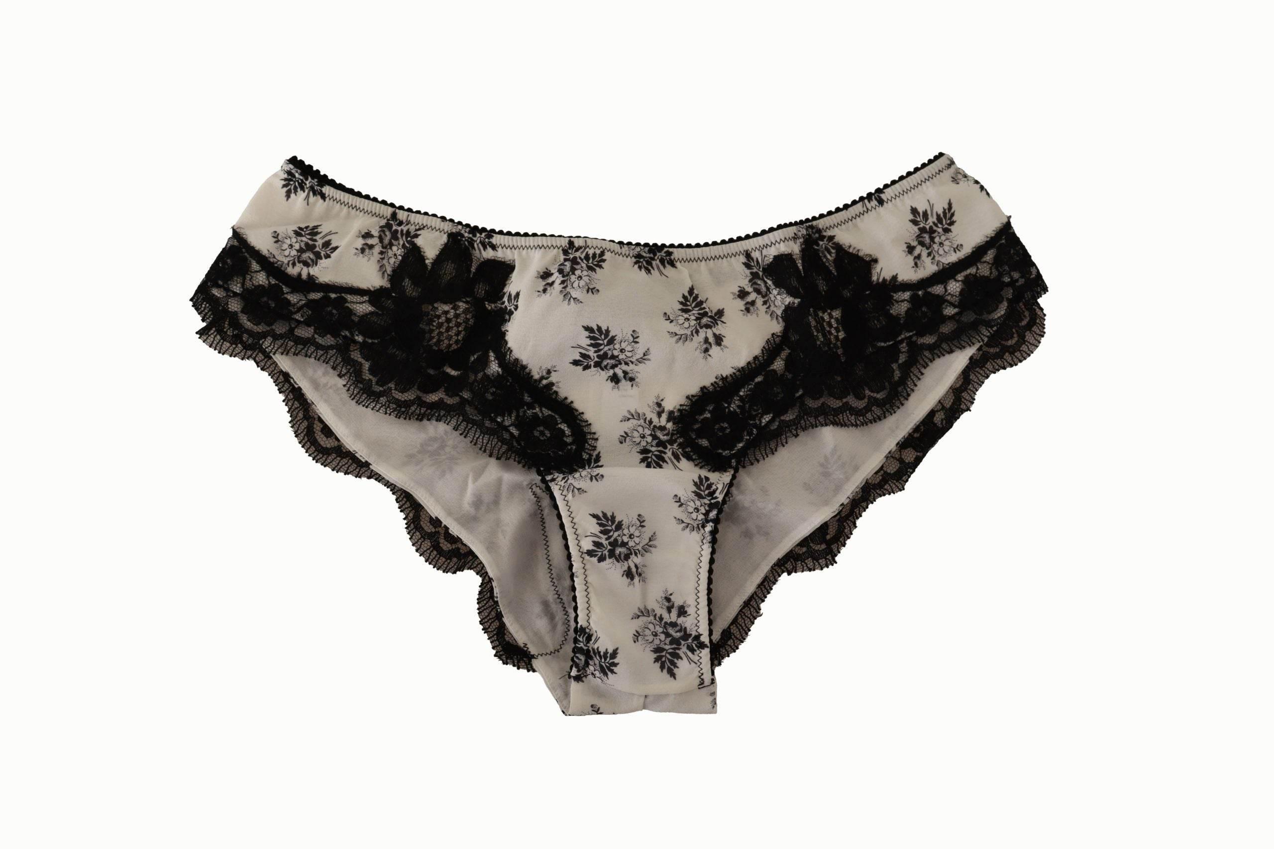 Dolce & Gabbana Elegant White Lace Silk Briefs - Hilstor