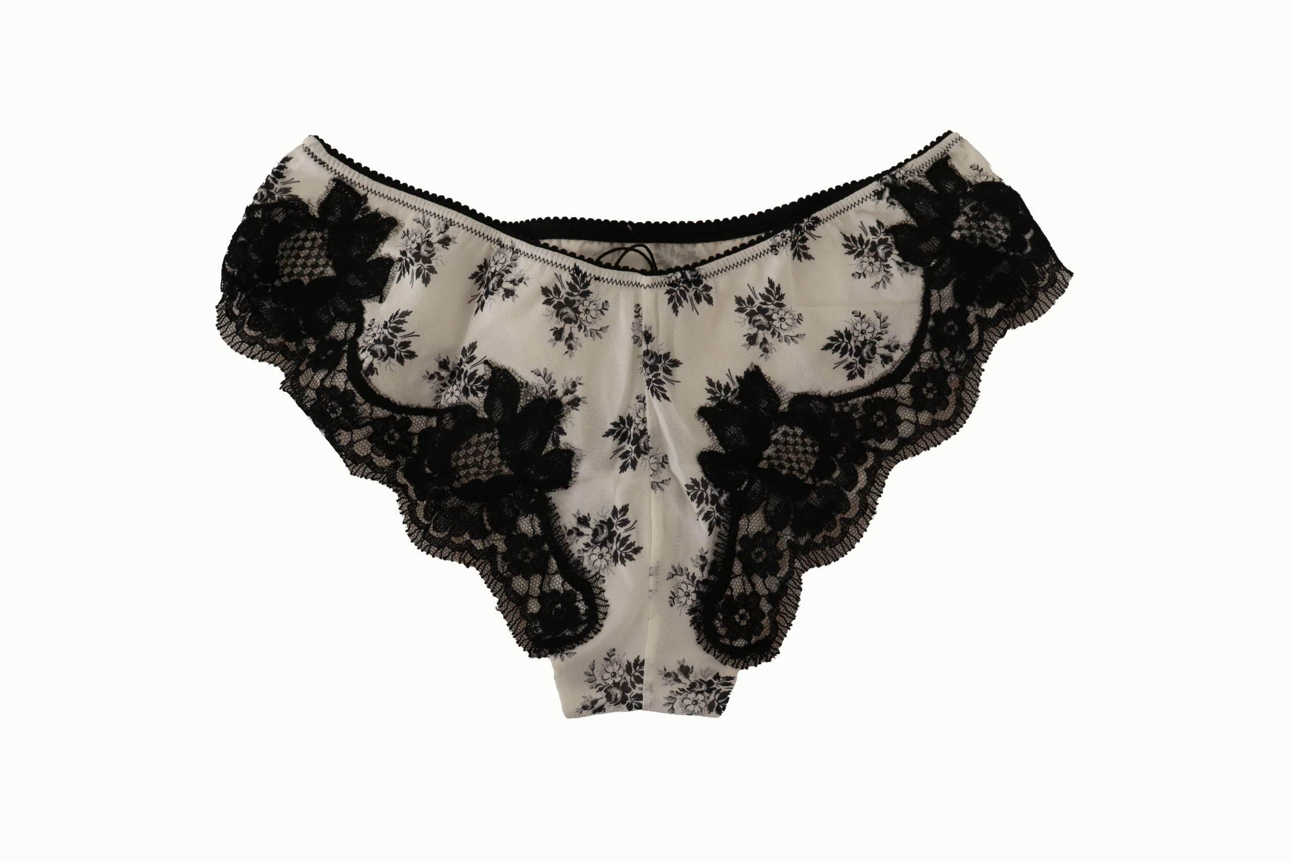 Dolce & Gabbana Elegant White Lace Silk Briefs - Hilstor