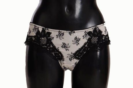 Dolce & Gabbana Elegant White Lace Silk Briefs - Hilstor