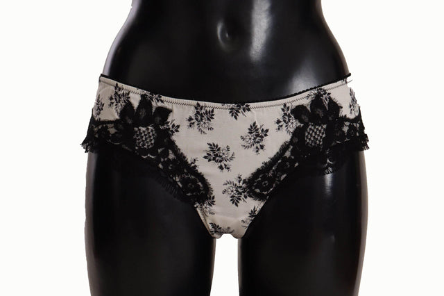 Dolce & Gabbana Elegant White Lace Silk Briefs - Hilstor