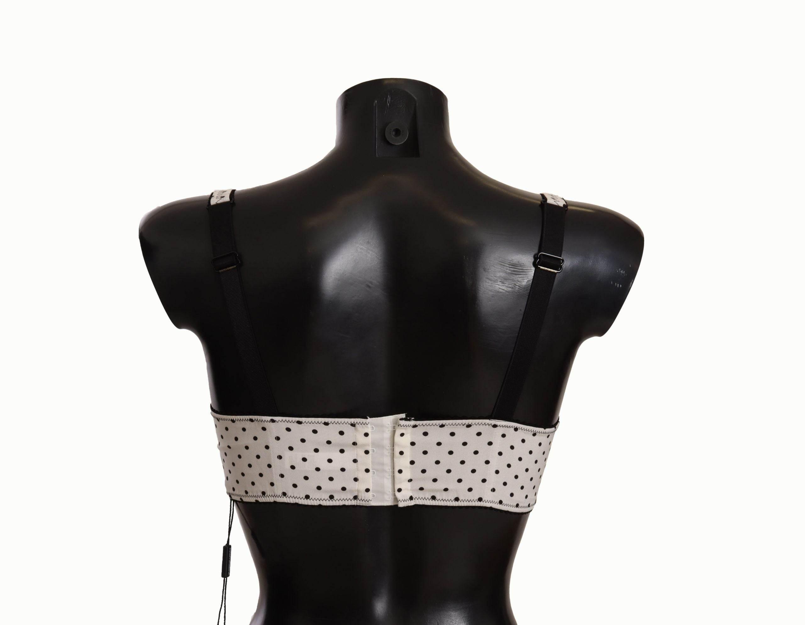 Dolce & Gabbana Elegant White Lace & Polka Dot Silk Bra - Hilstor