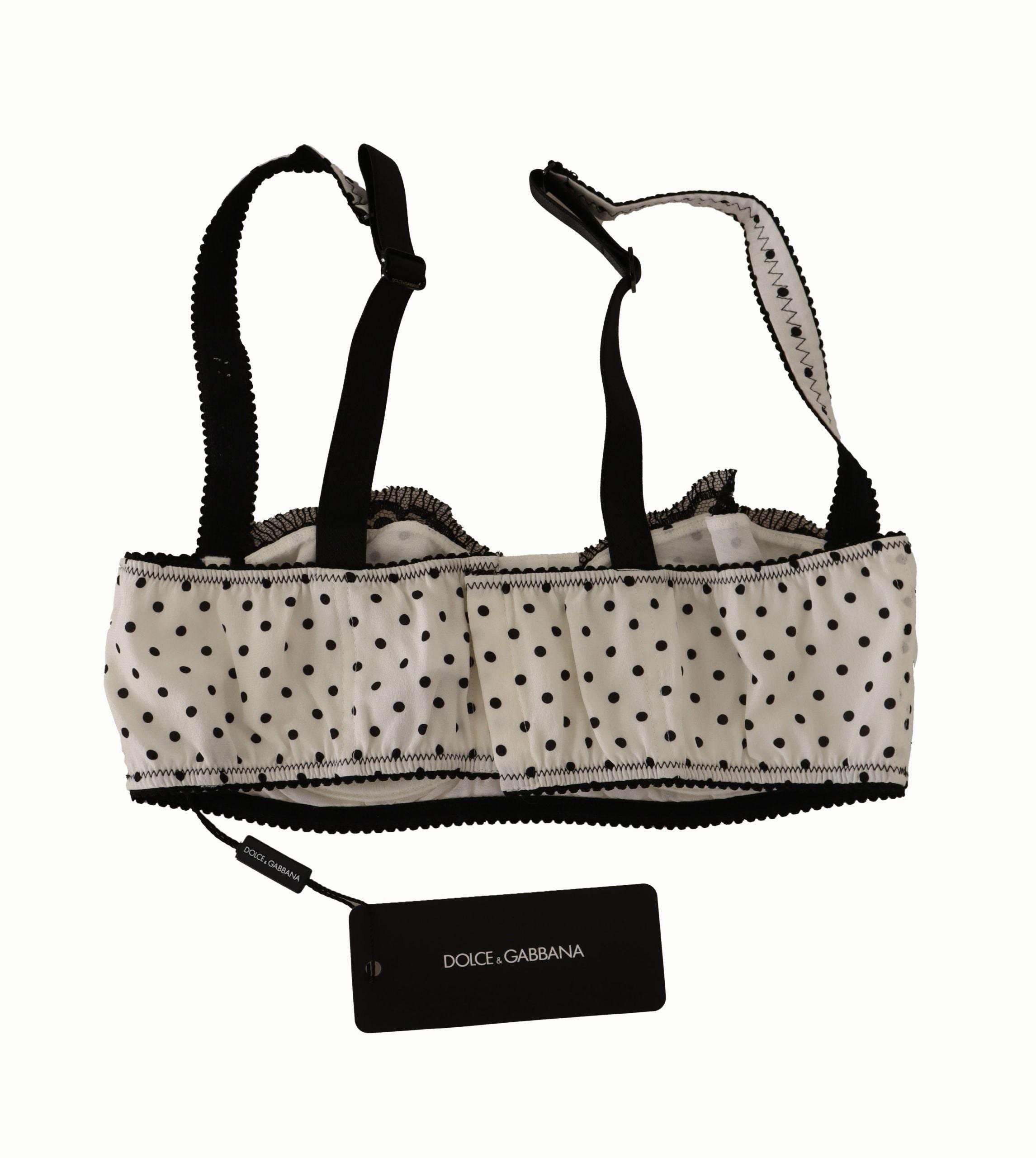 Dolce & Gabbana Elegant White Lace & Polka Dot Silk Bra - Hilstor