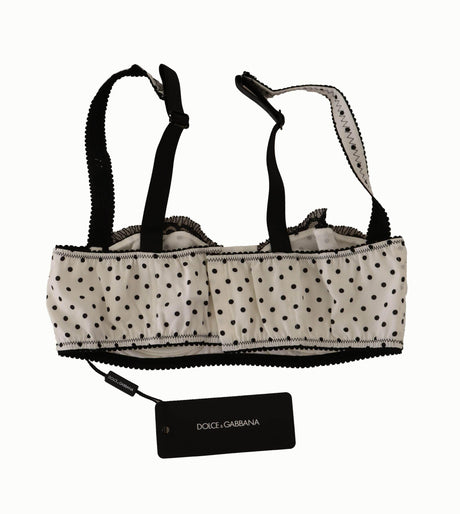 Dolce & Gabbana Elegant White Lace & Polka Dot Silk Bra - Hilstor