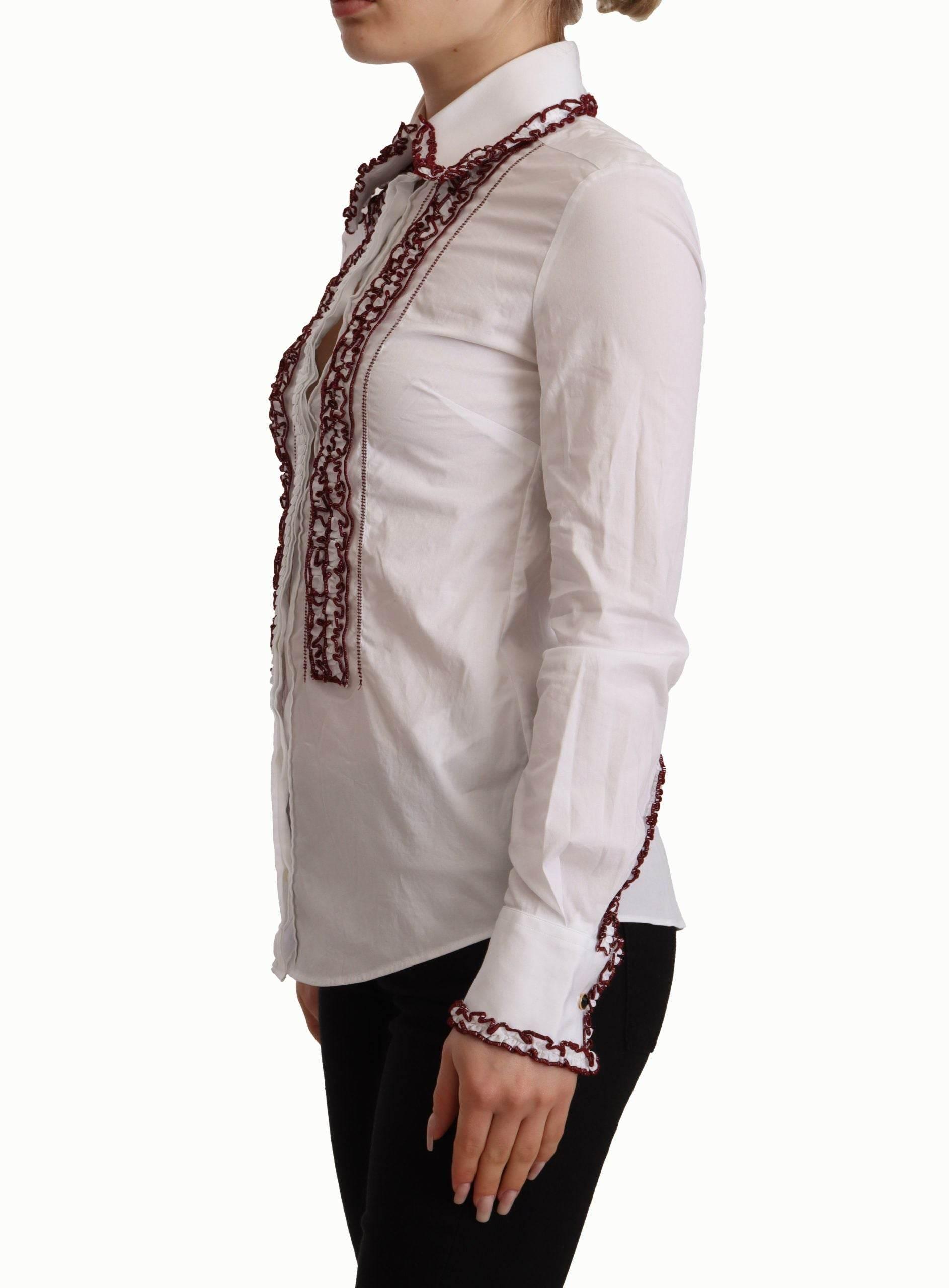 Dolce & Gabbana Elegant White Cotton Long Sleeve Polo Top - Hilstor