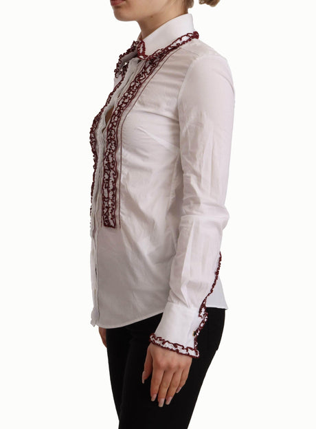 Dolce & Gabbana Elegant White Cotton Long Sleeve Polo Top - Hilstor