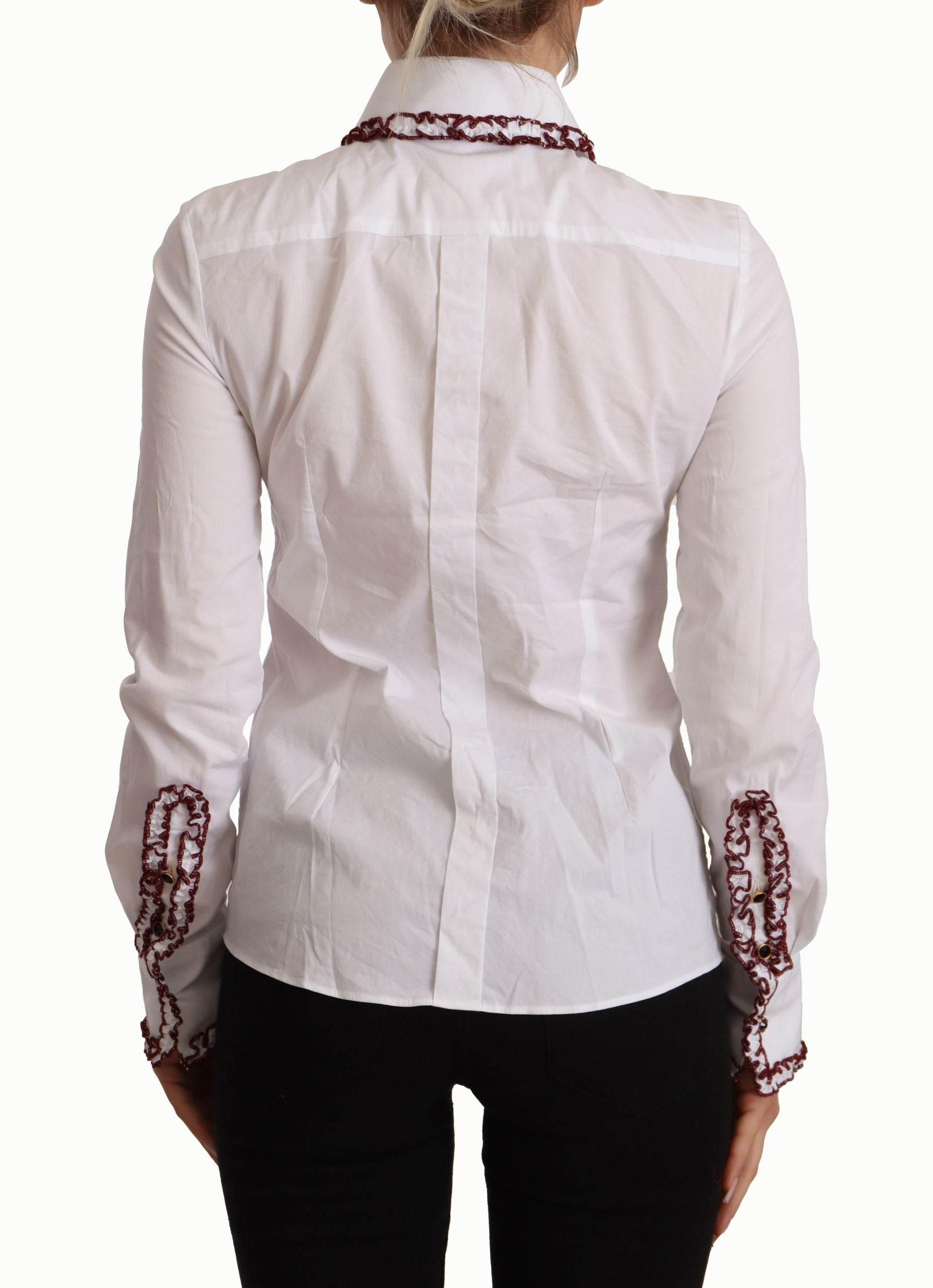 Dolce & Gabbana Elegant White Cotton Long Sleeve Polo Top - Hilstor