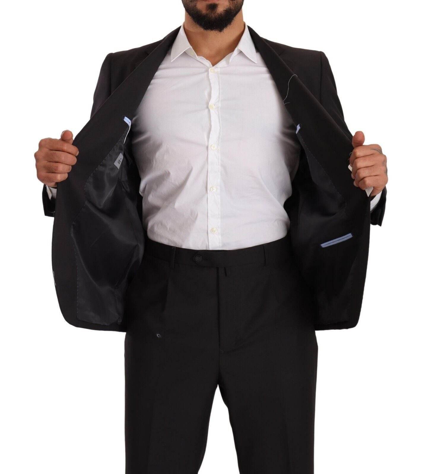 Domenico Tagliente Gray Polyester Single Breasted Formal Suit - Hilstor