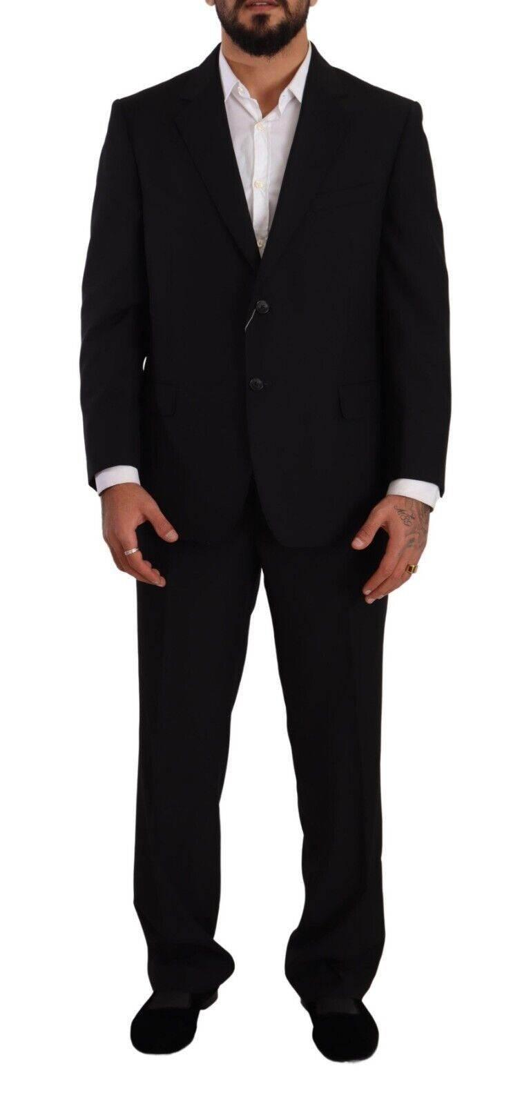 Domenico Tagliente Black Polyester Single Breasted Formal Suit - Hilstor