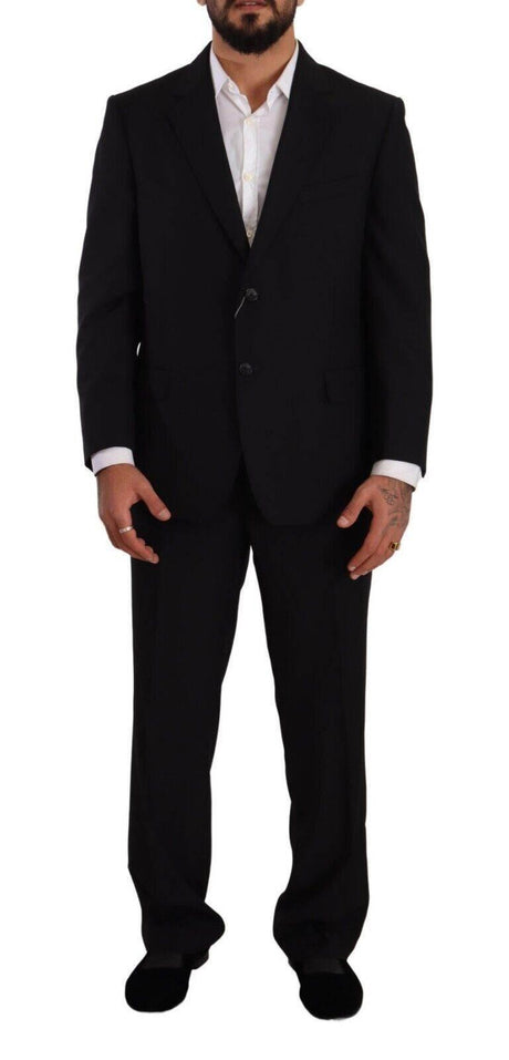 Domenico Tagliente Black Polyester Single Breasted Formal Suit - Hilstor