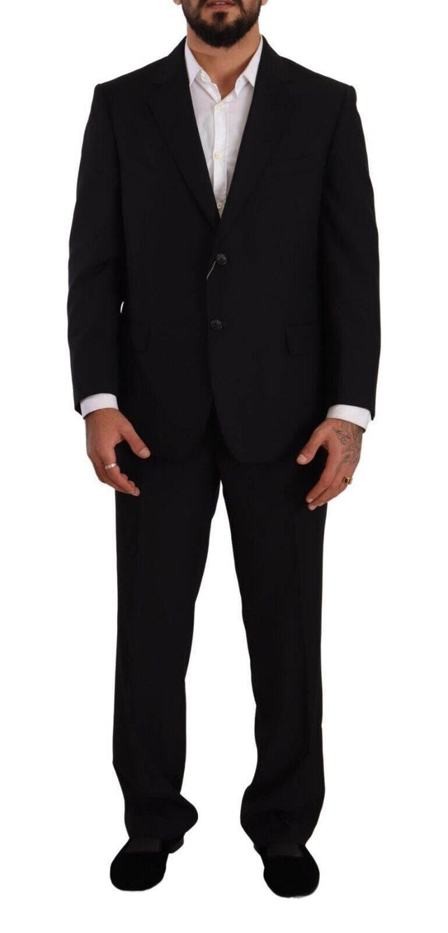 Domenico Tagliente Black Polyester Single Breasted Formal Suit - Hilstor