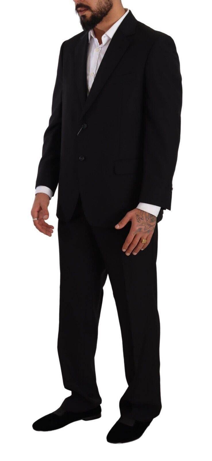 Domenico Tagliente Black Polyester Single Breasted Formal Suit - Hilstor