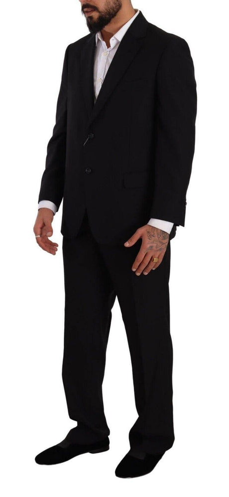 Domenico Tagliente Black Polyester Single Breasted Formal Suit - Hilstor