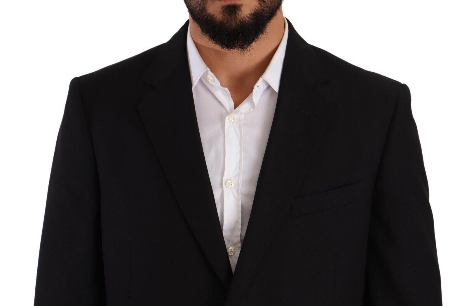 Domenico Tagliente Black Polyester Single Breasted Formal Suit - Hilstor