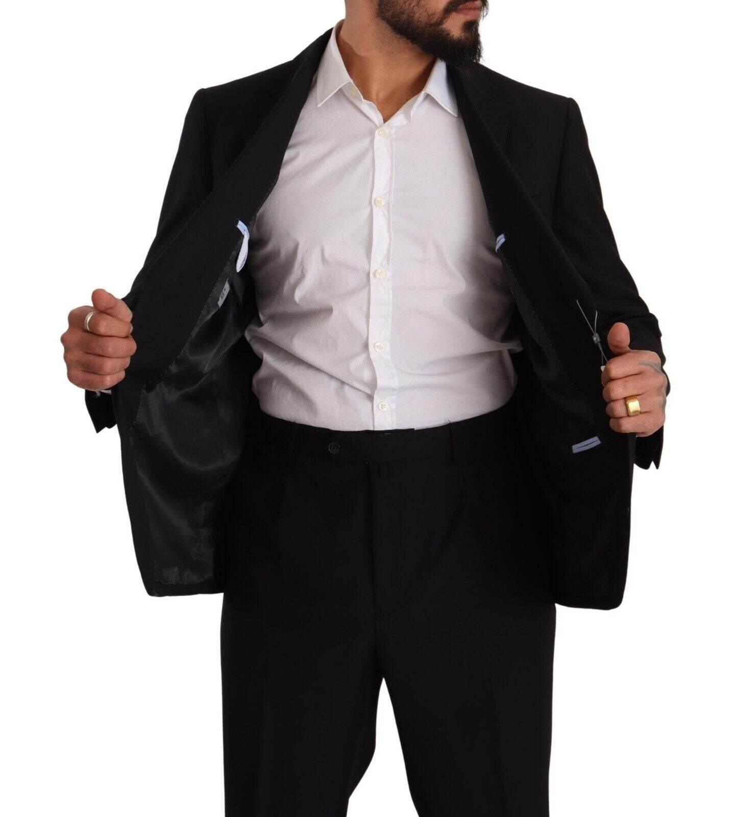 Domenico Tagliente Black Polyester Single Breasted Formal Suit - Hilstor