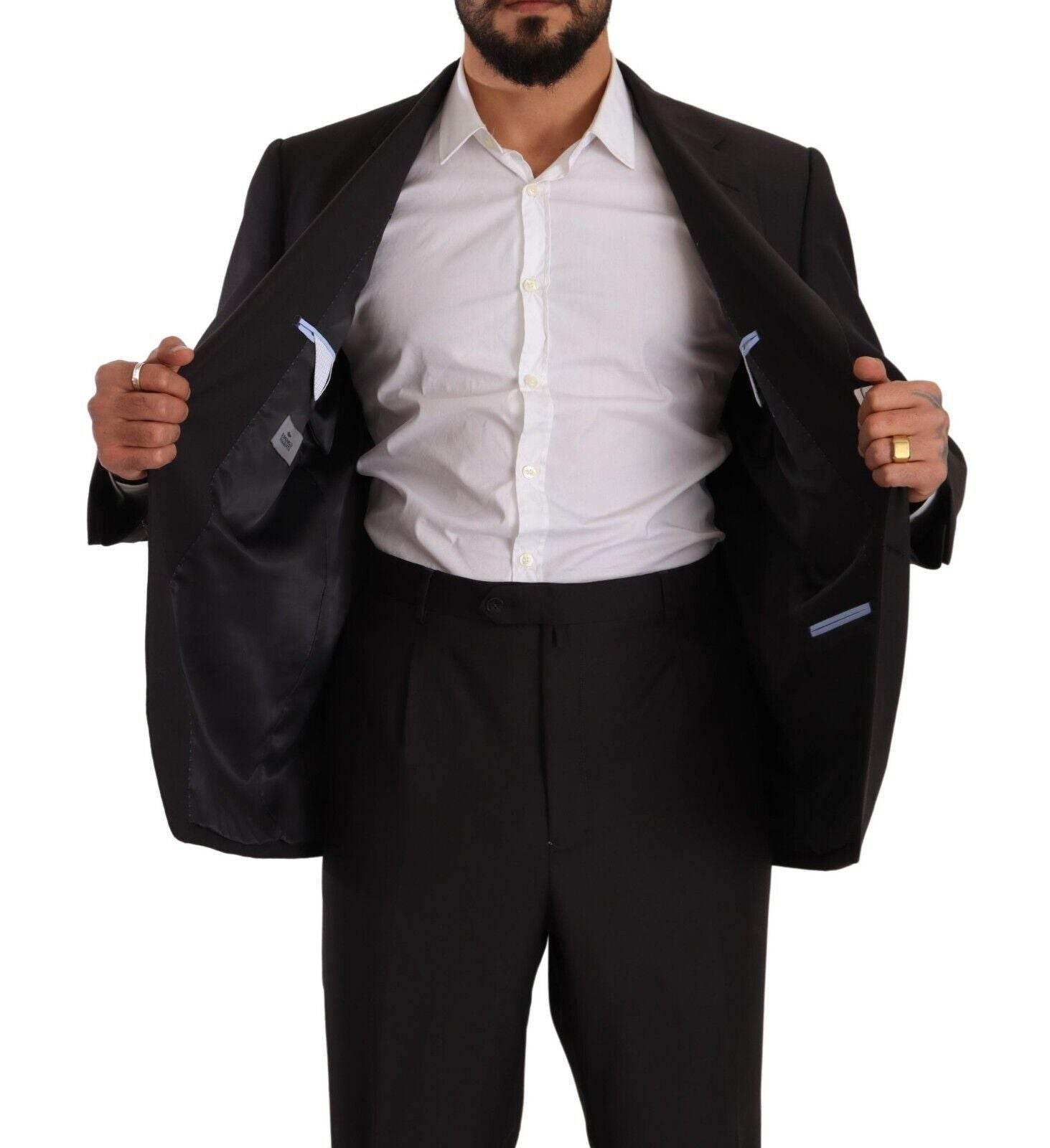 Domenico Tagliente Gray Polyester Single Breasted Formal Suit - Hilstor