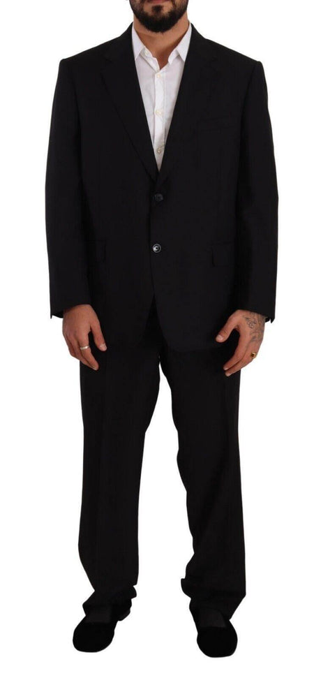 Domenico Tagliente Black Polyester Single Breasted Formal Suit - Hilstor