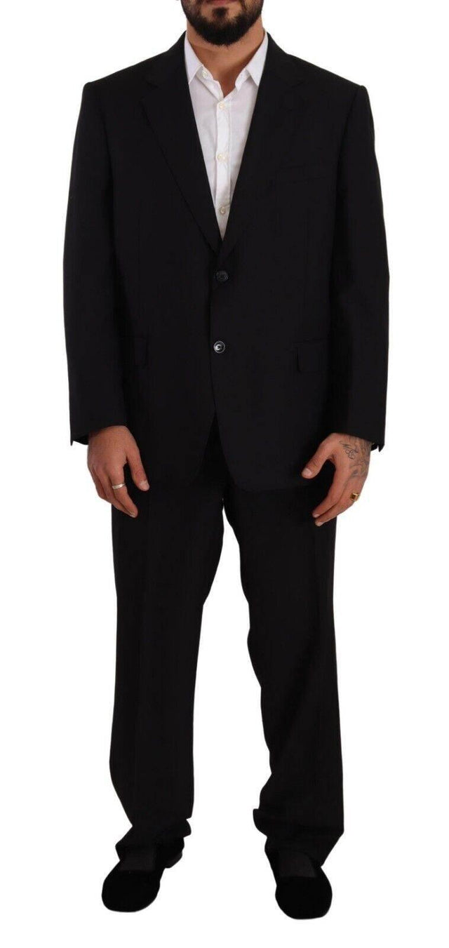 Domenico Tagliente Black Polyester Single Breasted Formal Suit - Hilstor