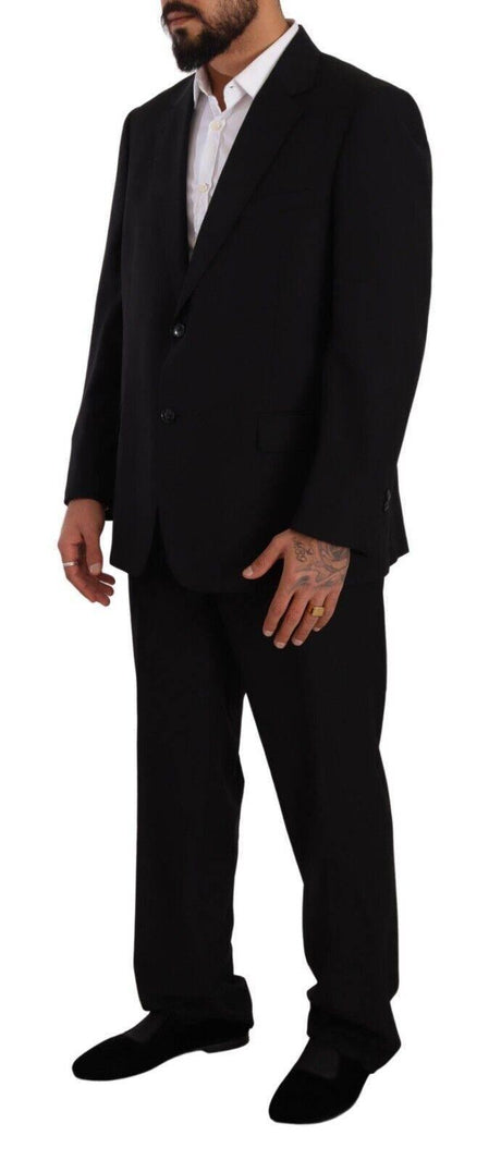 Domenico Tagliente Black Polyester Single Breasted Formal Suit - Hilstor