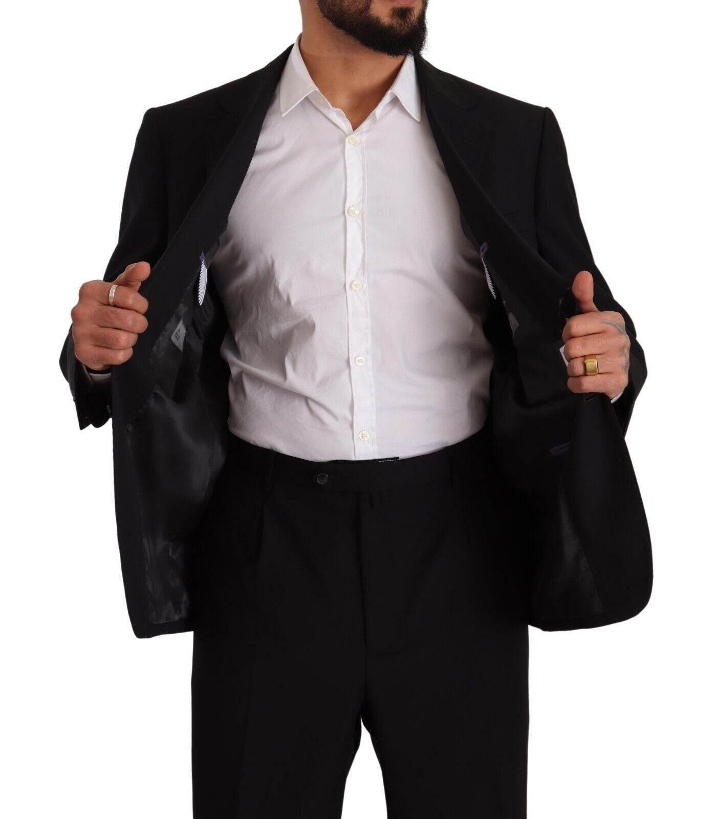 Domenico Tagliente Black Polyester Single Breasted Formal Suit - Hilstor