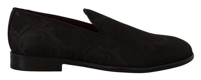 Dolce & Gabbana Black Floral Brocade Slippers - Hilstor