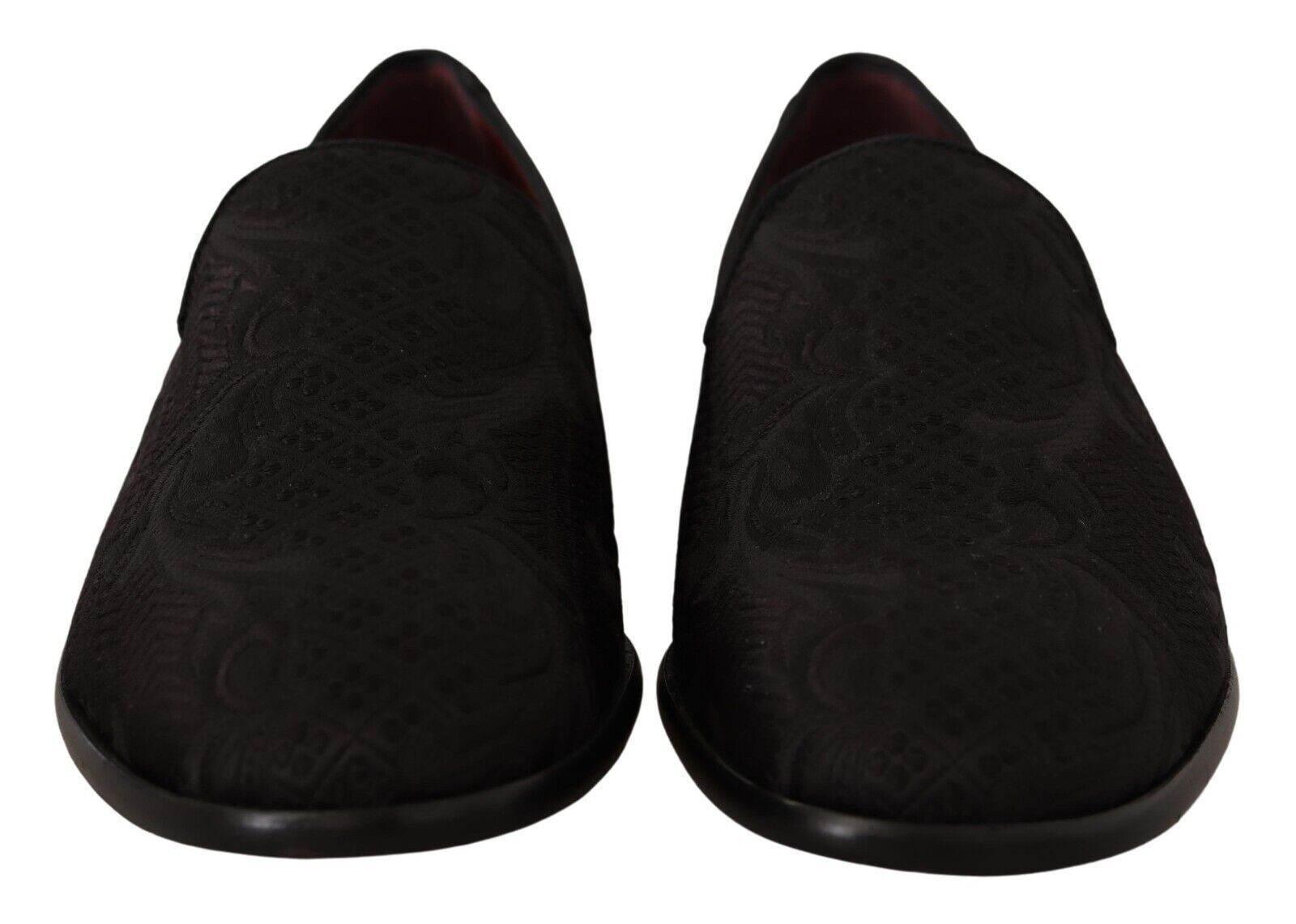 Dolce & Gabbana Black Floral Brocade Slippers - Hilstor