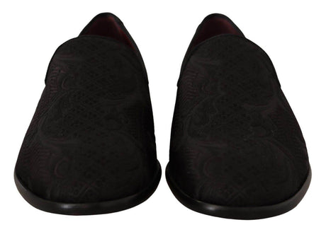 Dolce & Gabbana Black Floral Brocade Slippers - Hilstor