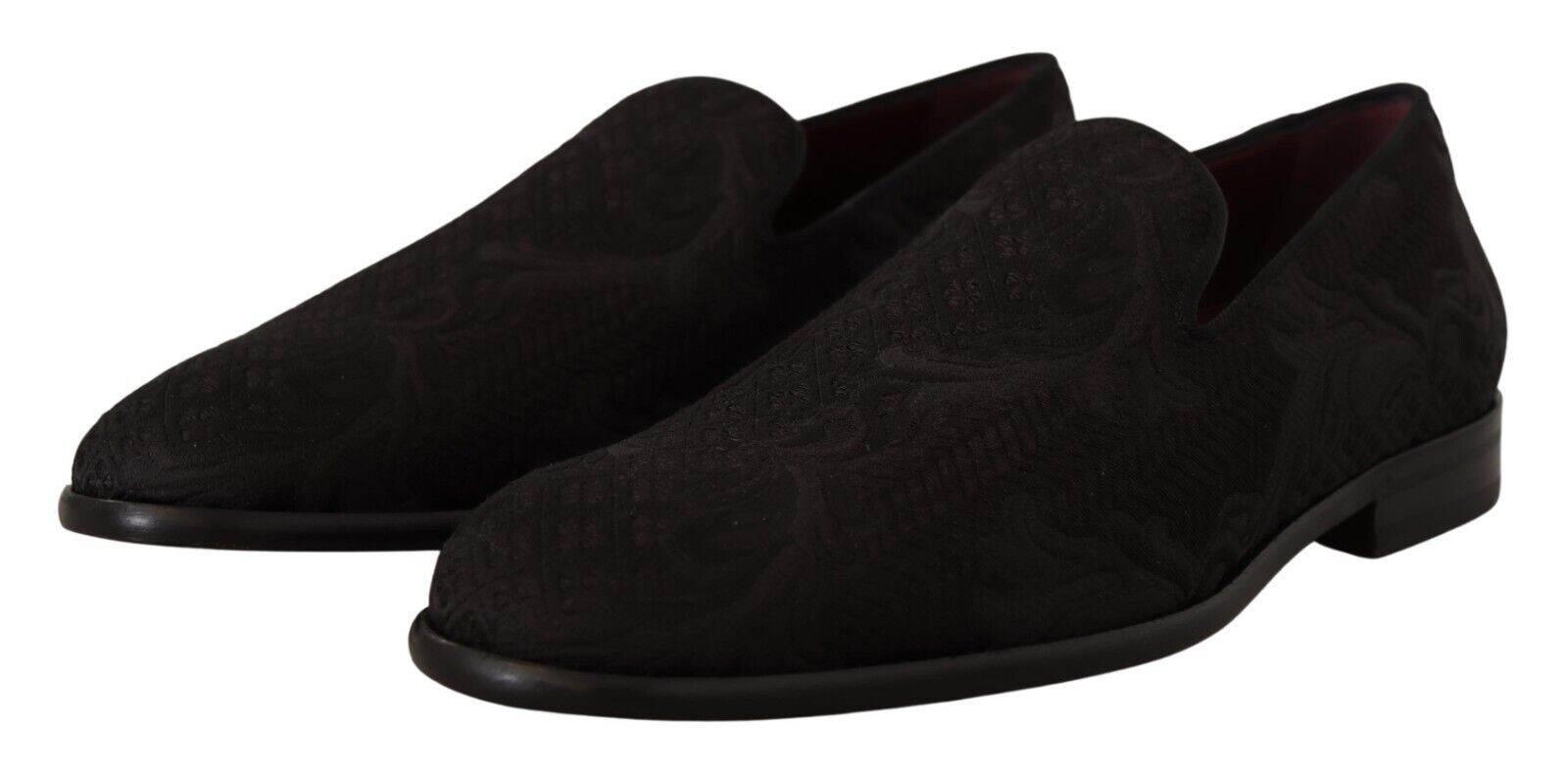 Dolce & Gabbana Black Floral Brocade Slippers - Hilstor