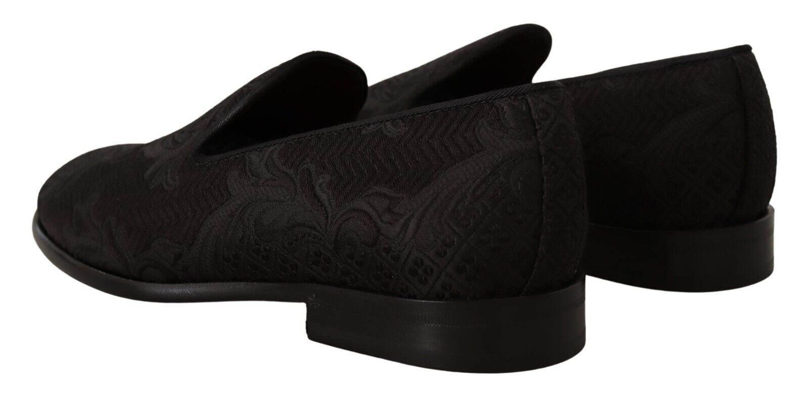Dolce & Gabbana Black Floral Brocade Slippers - Hilstor