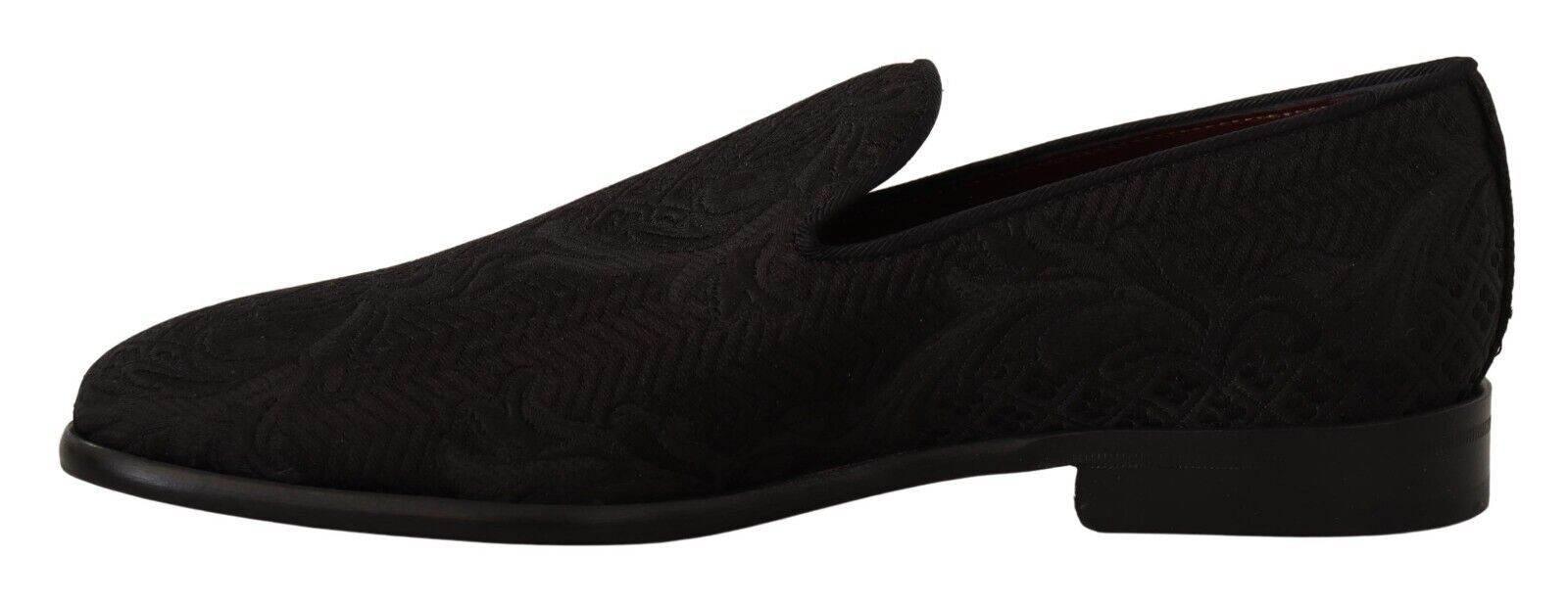 Dolce & Gabbana Black Floral Brocade Slippers - Hilstor