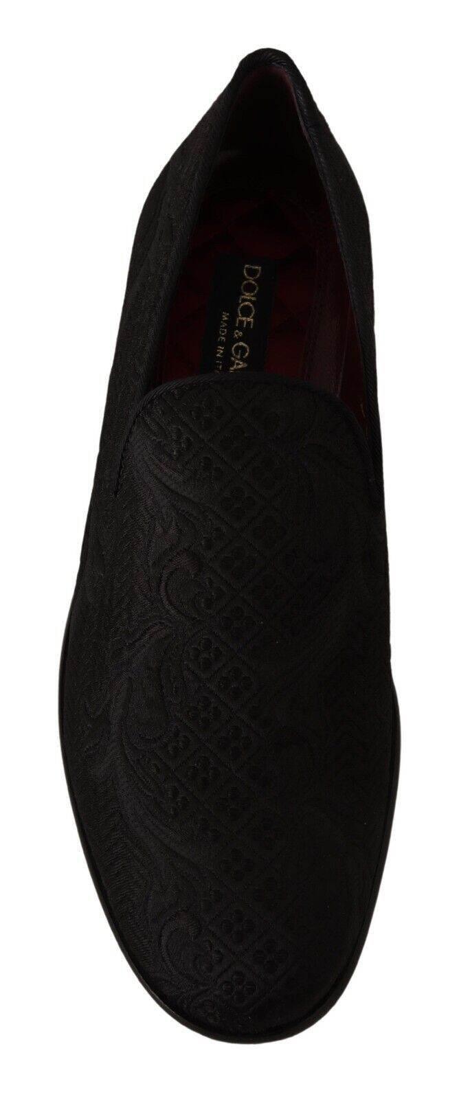 Dolce & Gabbana Black Floral Brocade Slippers - Hilstor