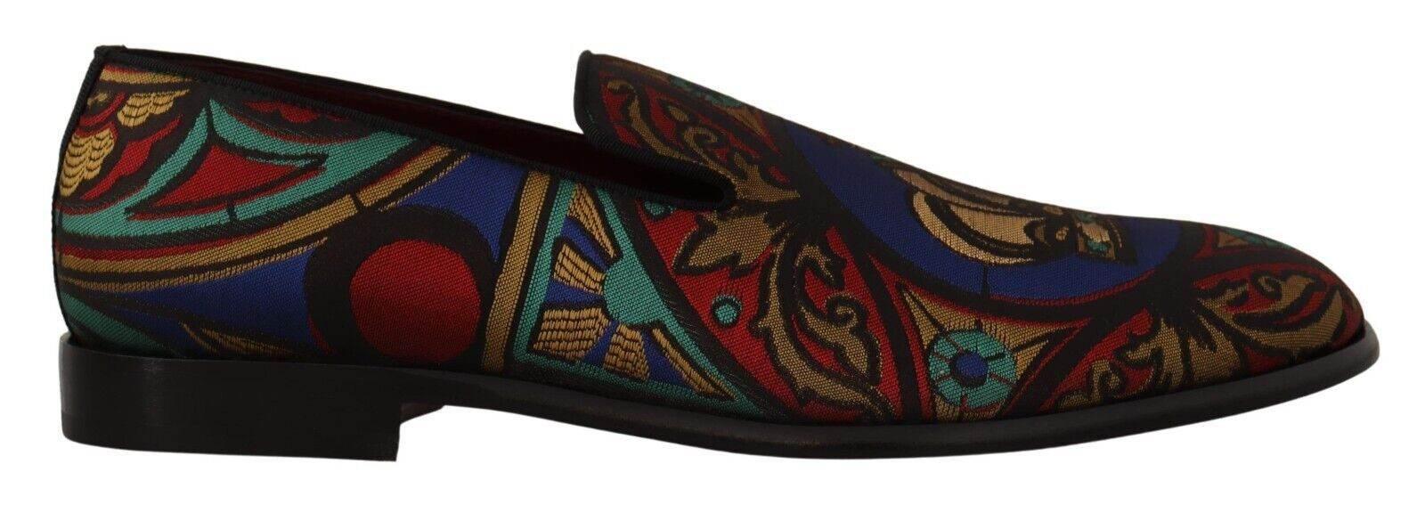 Dolce & Gabbana Multicolor Jacquard Slide-On Loafer Slippers - Hilstor
