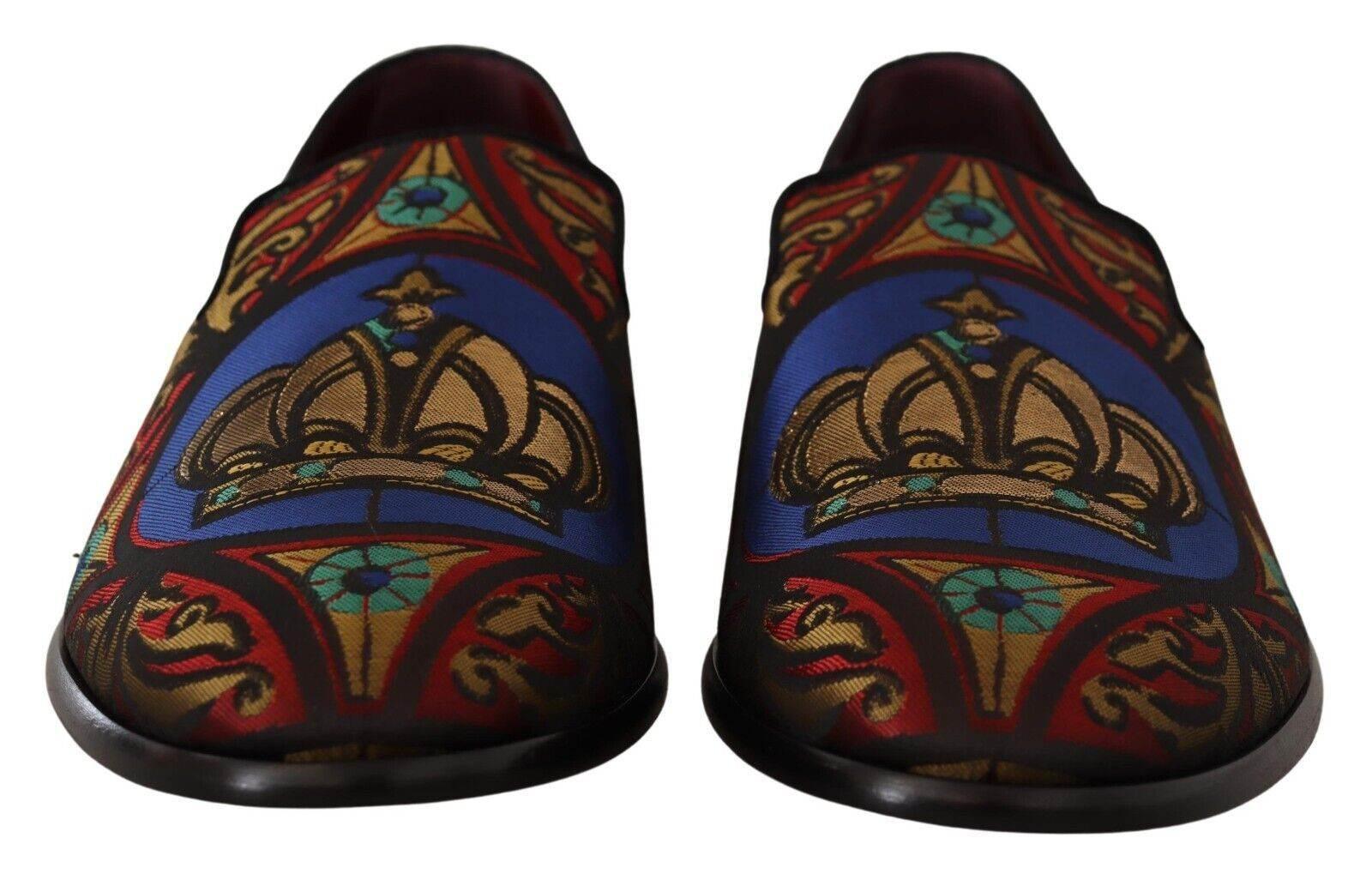 Dolce & Gabbana Multicolor Jacquard Slide-On Loafer Slippers - Hilstor