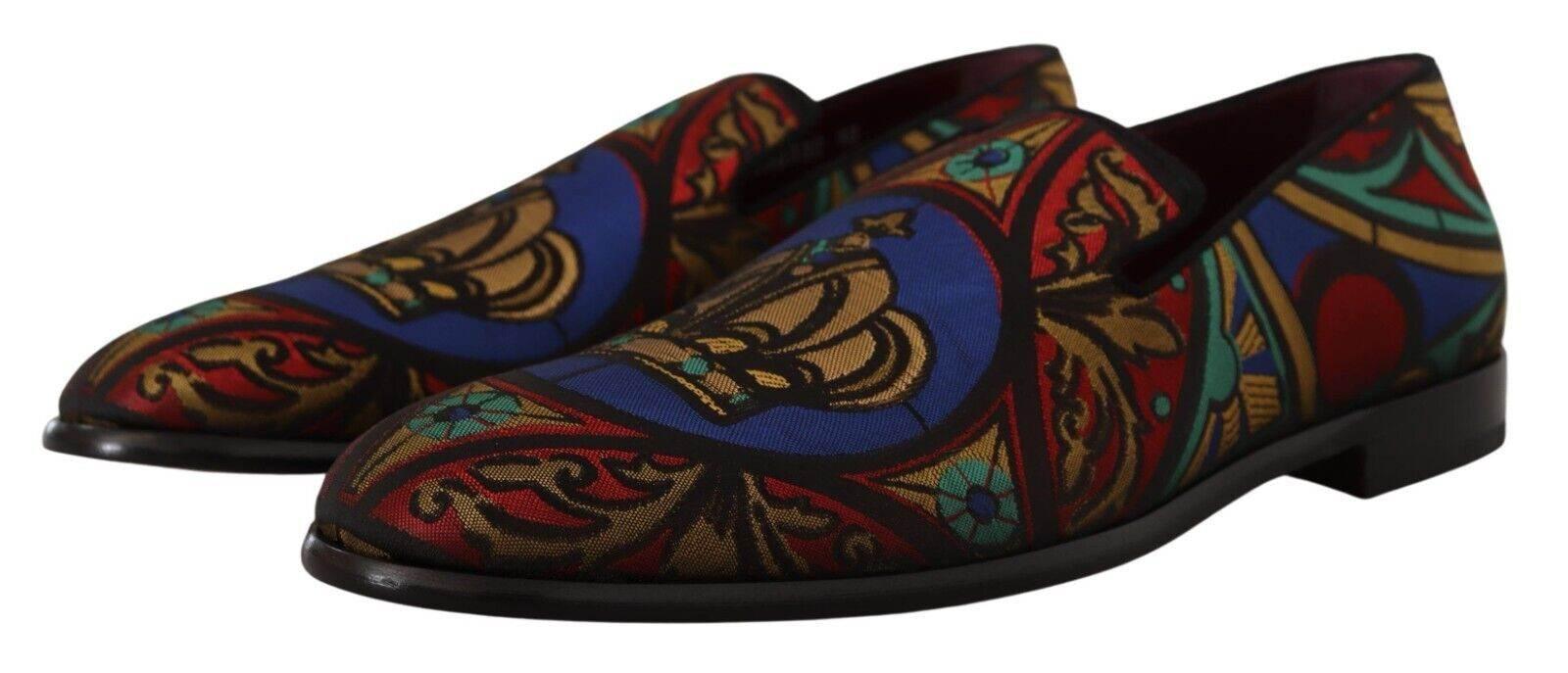 Dolce & Gabbana Multicolor Jacquard Slide-On Loafer Slippers - Hilstor