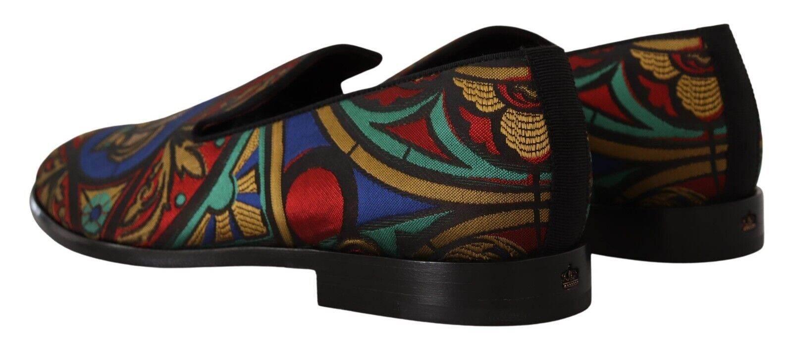 Dolce & Gabbana Multicolor Jacquard Slide-On Loafer Slippers - Hilstor