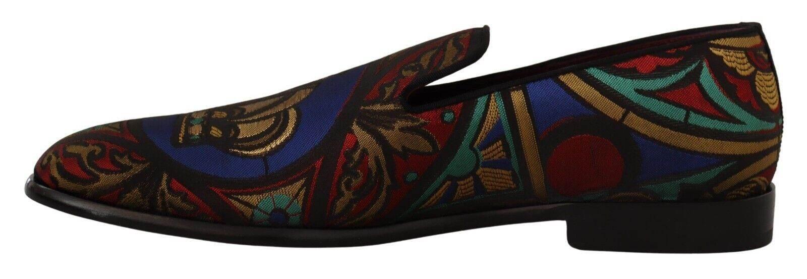 Dolce & Gabbana Multicolor Jacquard Slide-On Loafer Slippers - Hilstor