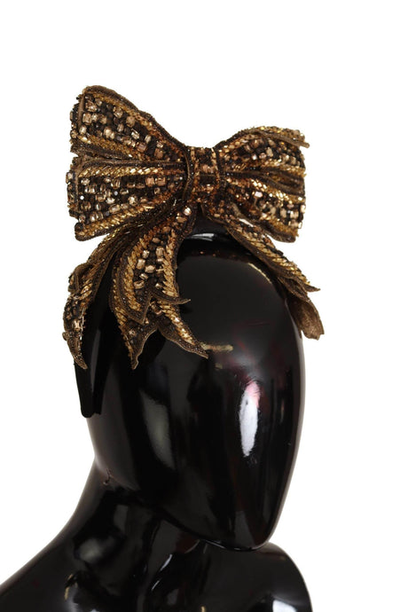 Dolce & Gabbana Elegant Gold Embellished Silk Diadem - Hilstor