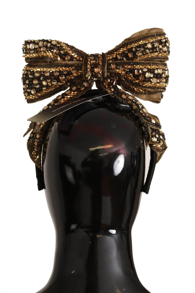 Dolce & Gabbana Elegant Gold Embellished Silk Diadem - Hilstor