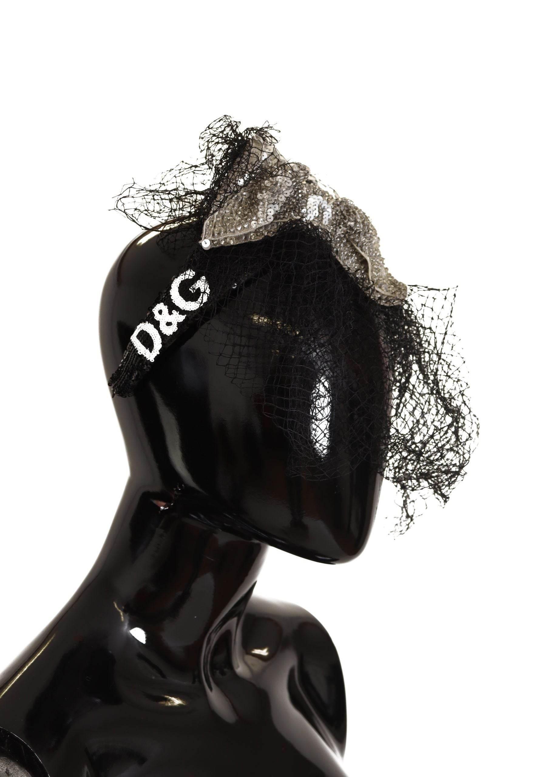 Dolce & Gabbana Glamorous Black Sequined Designer Diadem - Hilstor