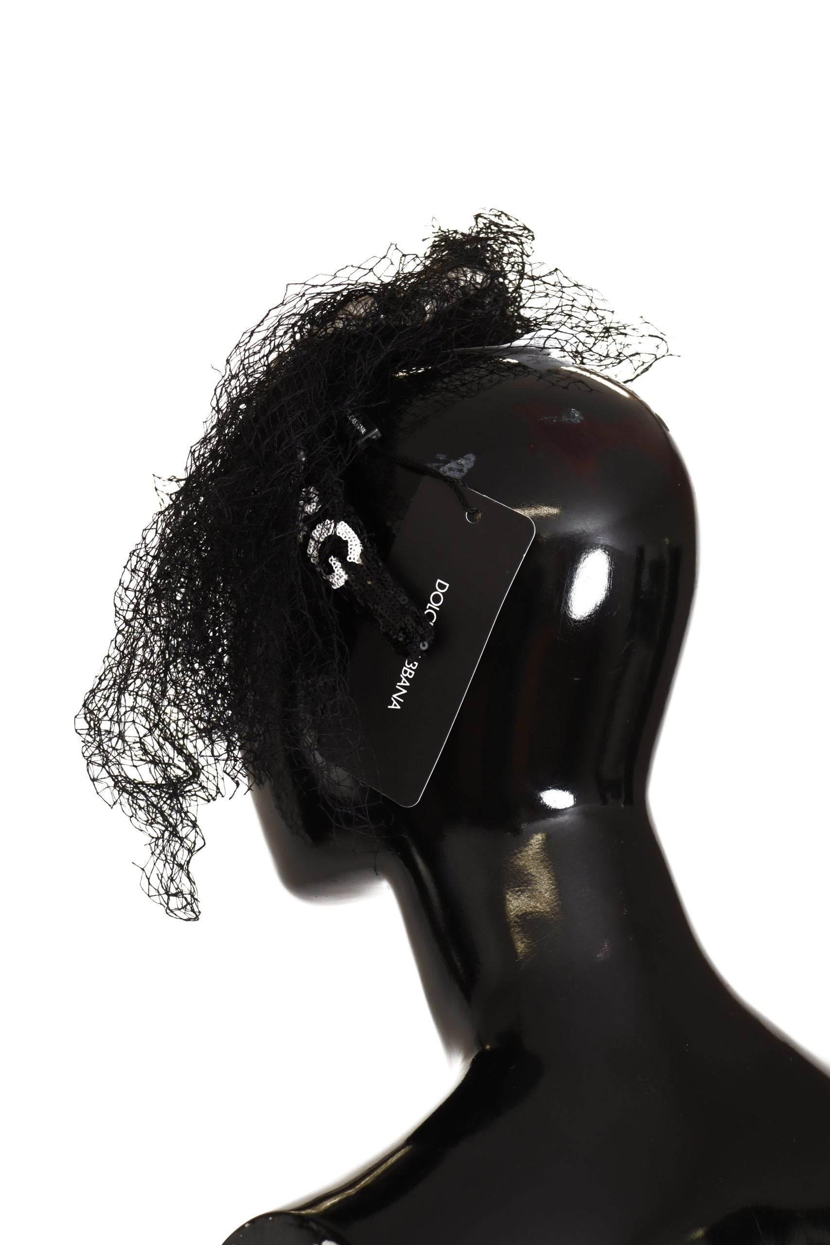 Dolce & Gabbana Glamorous Black Sequined Designer Diadem - Hilstor